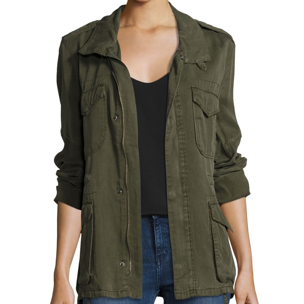 ETIENNE MARCEL Utility Zip-Front Army Jacket, Green